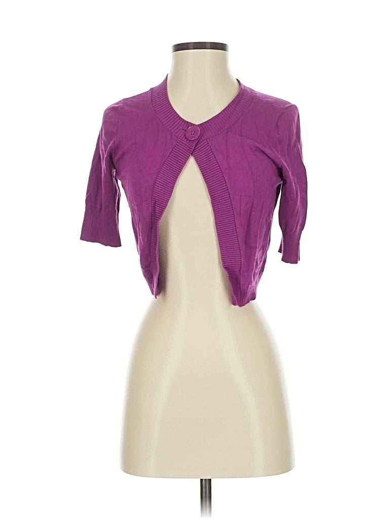Pre-owned Ann Taylor Factory Cardigan Sweater In Purple