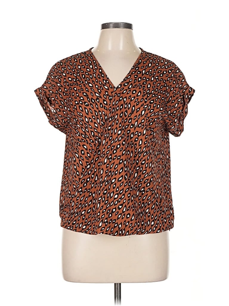 Pre-owned W5 Short Sleeve Blouse In Brown