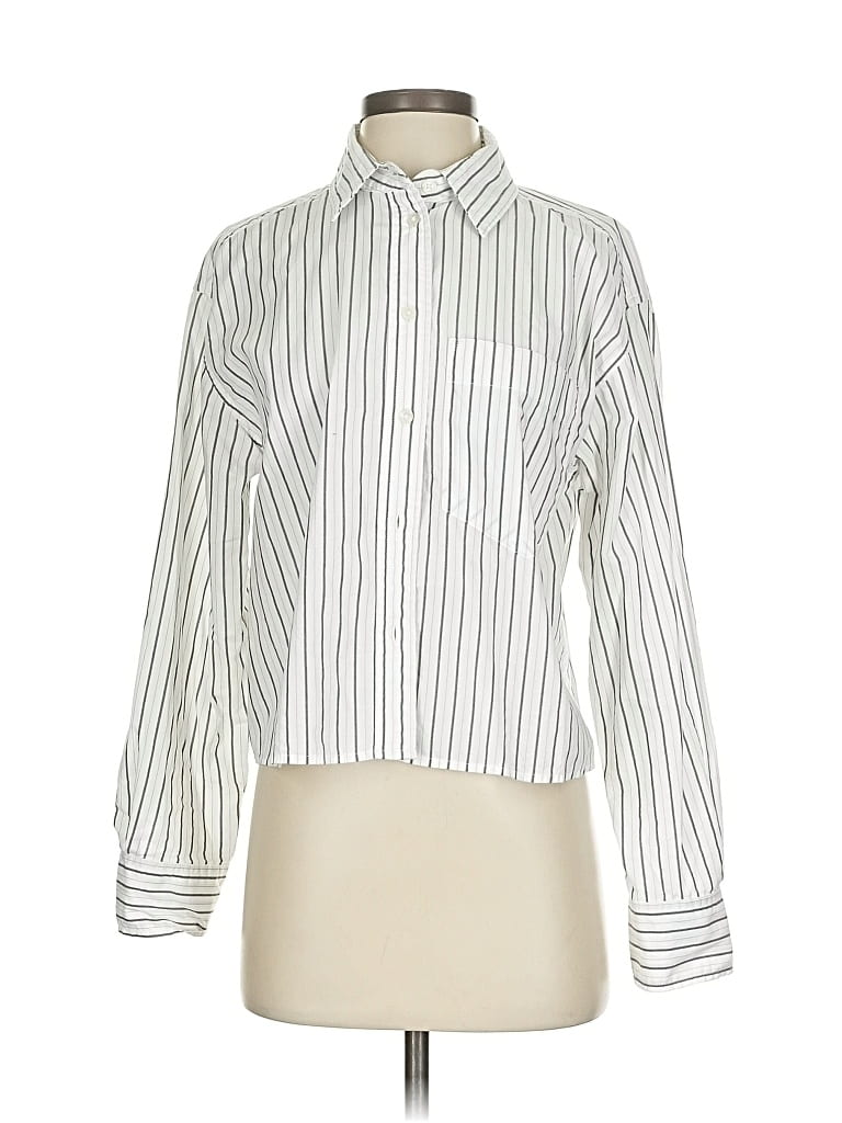 Pre-owned Banana Republic Factory Store Long Sleeve Blouse In White