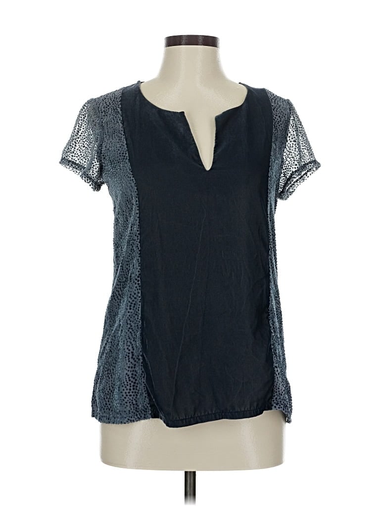 Pre-owned Left Coast By Dolan Short Sleeve Blouse In Blue
