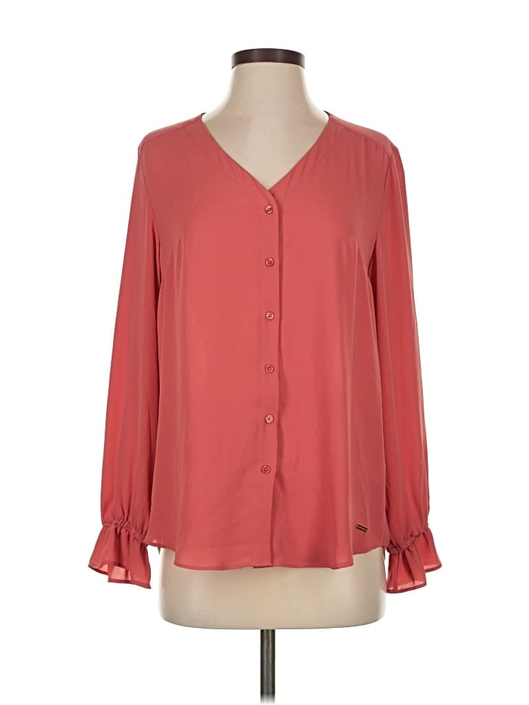 Pre-owned T Tahari Long Sleeve Blouse In Red
