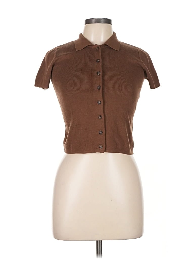 Pre-owned John Galt Short Sleeve Blouse In Brown