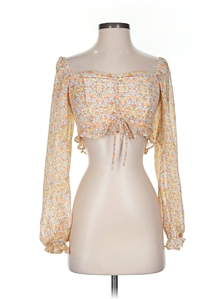 Pre-owned Show Me Your Mumu 3/4 Sleeve Blouse In Yellow
