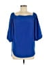 Amanda U. 100% Polyester Blue Short Sleeve Blouse Size L - photo 1