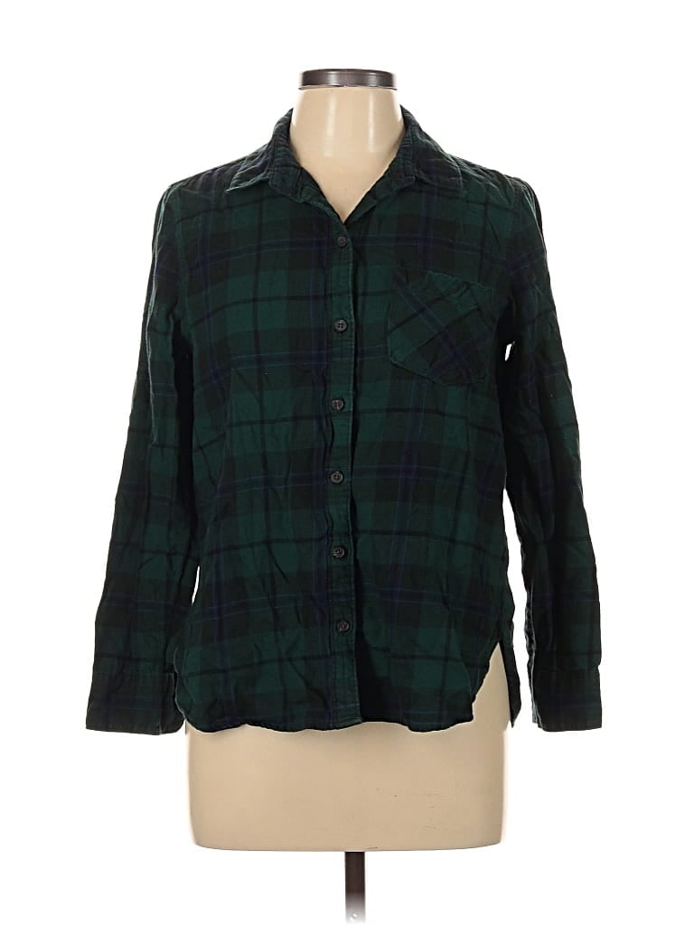 Pre-owned Old Navy Long Sleeve Button Down Shirt In Green