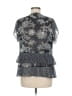 CAbi 100% Polyester Floral Black Blue Short Sleeve Blouse Size M - photo 2