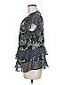 CAbi 100% Polyester Floral Black Blue Short Sleeve Blouse Size M - photo 5