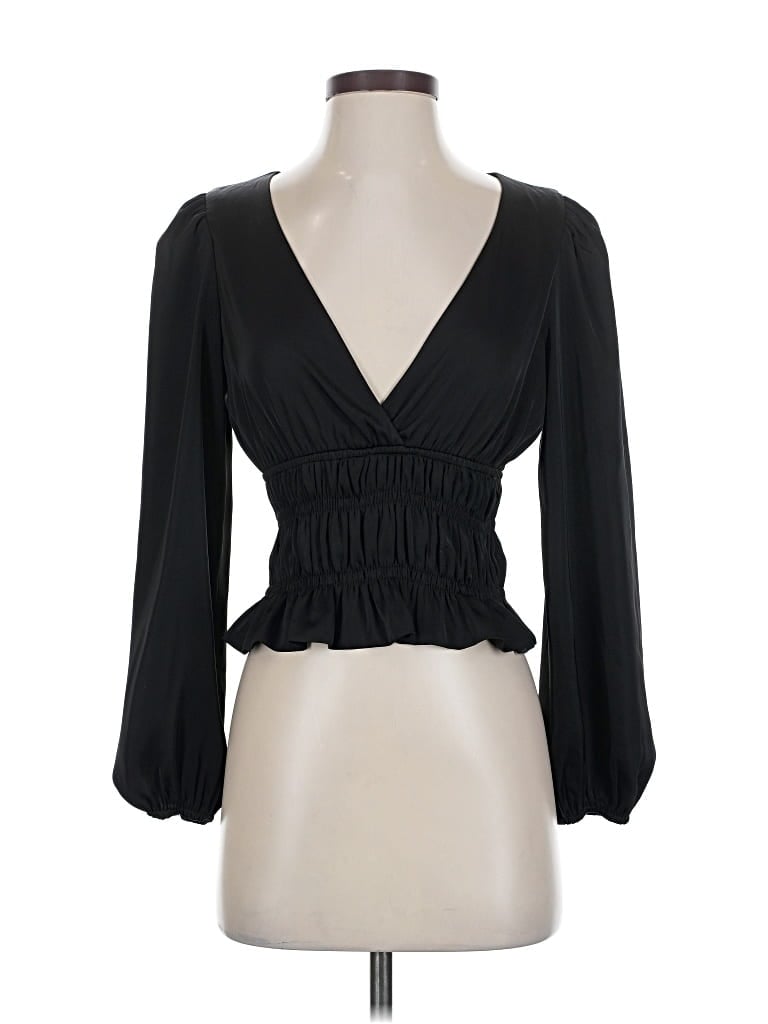 Pre-owned Reset Long Sleeve Blouse In Black