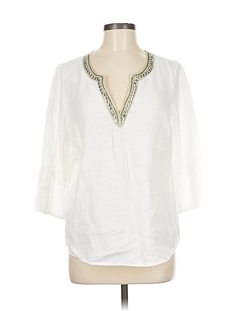 Pre-owned Jjill 3/4 Sleeve Blouse In White