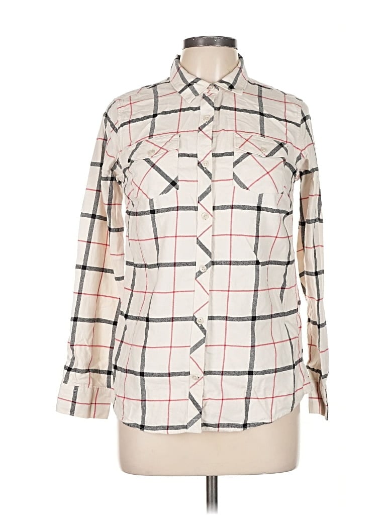 Pre-owned Eddie Bauer Long Sleeve Button Down Shirt In White