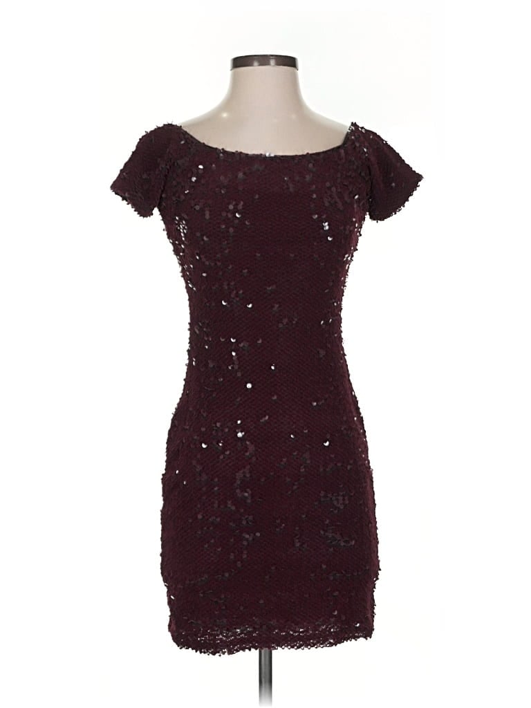 Pre-owned Dress The Population Cocktail Dress In Burgundy