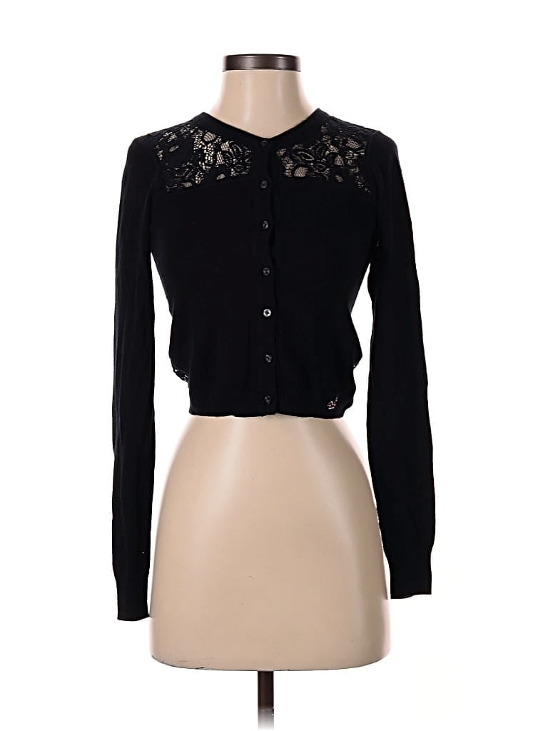 Pre-owned Hollister Cardigan Sweater In Black