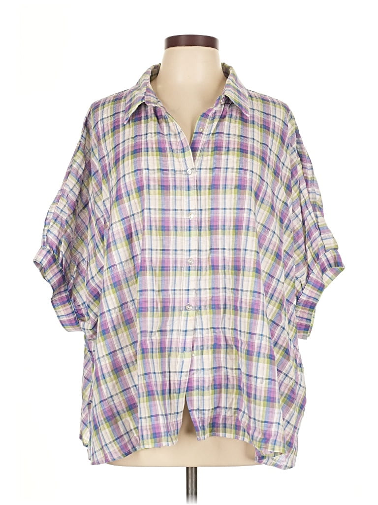 Pre-owned Eesome 3/4 Sleeve Button Down Shirt In Purple