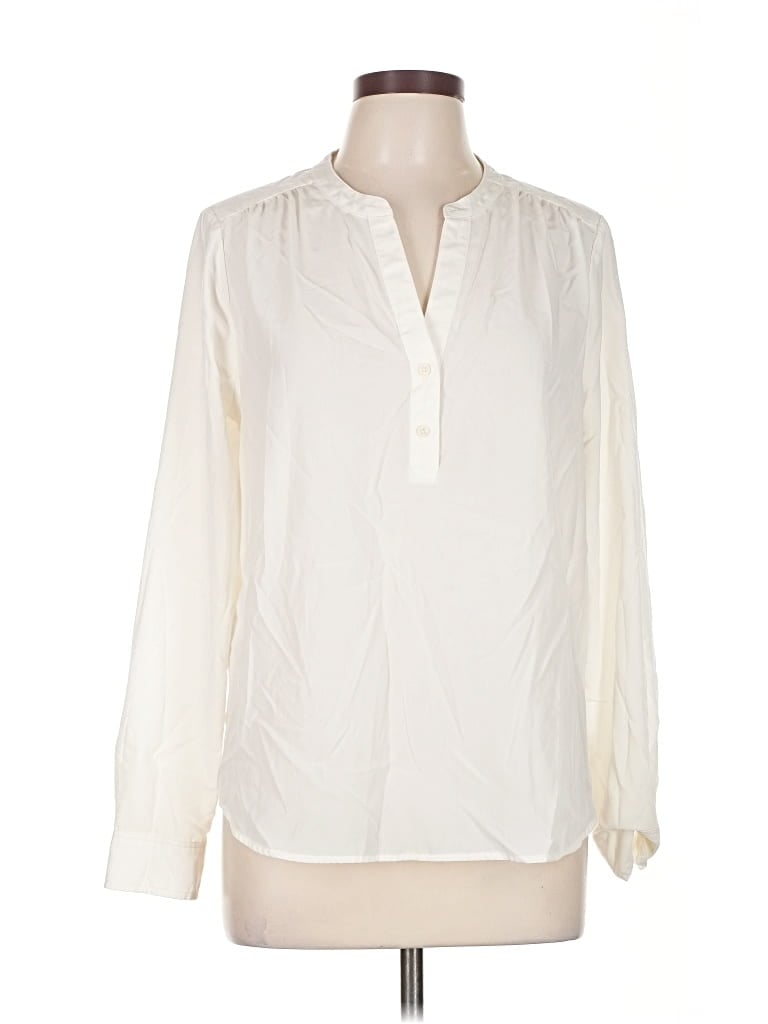 Pre-owned J.crew Factory Store Long Sleeve Blouse In White