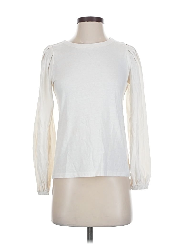 Pre-owned Ann Taylor Loft Long Sleeve T-shirt In White