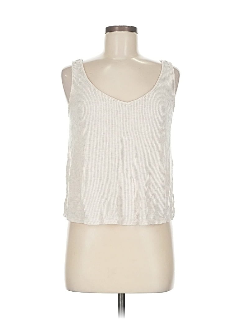 Pre-owned Auden Tank Top Ivory Halter Neckline Tops In White