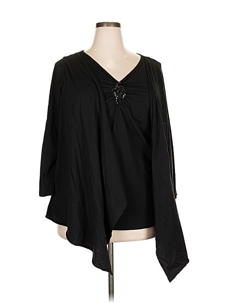 Pre-owned Woman Within Long Sleeve Blouse In Black