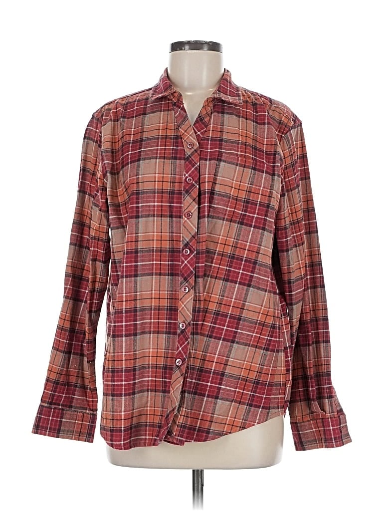 Pre-owned Weatherproof Long Sleeve Button Down Shirt In Orange