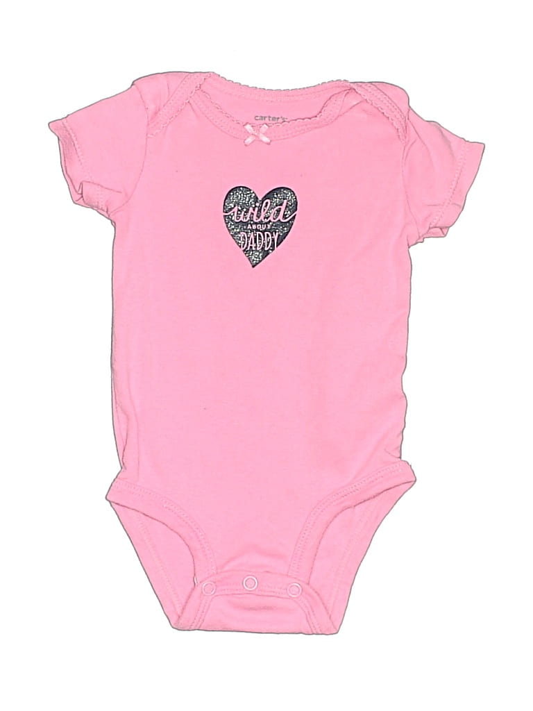 Pre-owned Carter's Babies' Short Sleeve Onesie In Pink