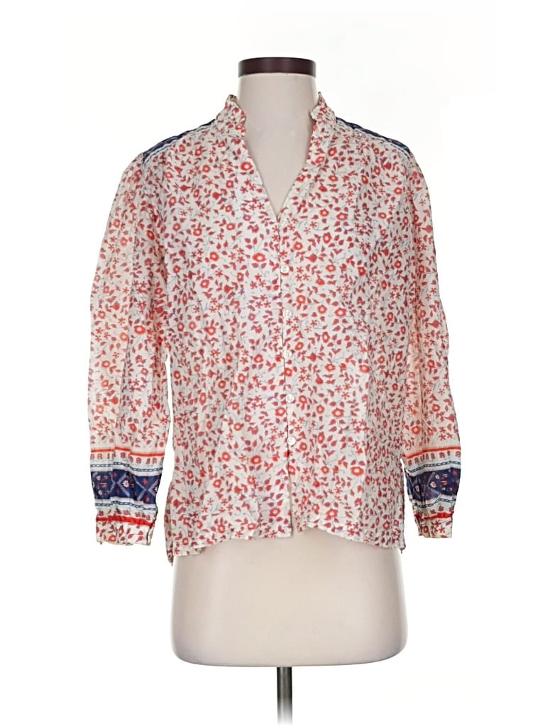 Pre-owned Birds Of Paradis By Trovata 3/4 Sleeve Blouse In Orange