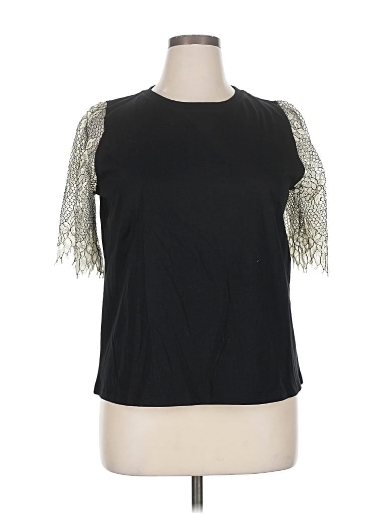 Pre-owned Twinset Short Sleeve Top Black Cold Shoulder Neckline Tops