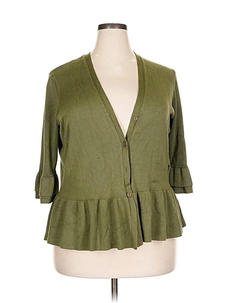 Pre-owned Lane Bryant Cardigan Sweater In Green