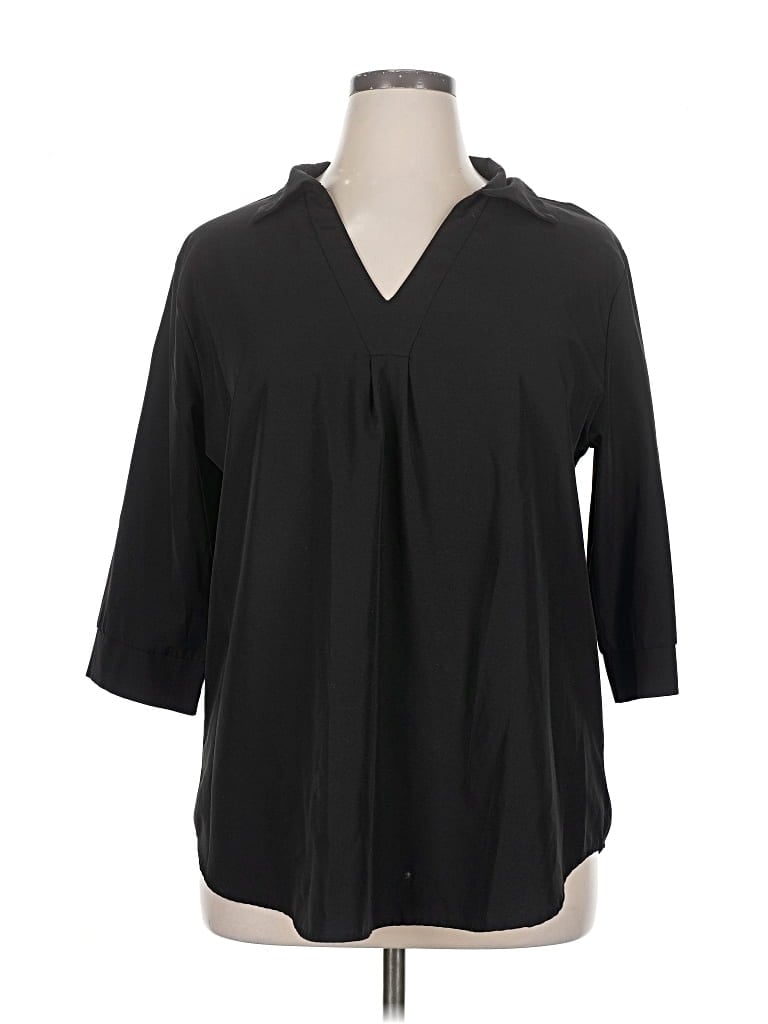 Pre-owned Unbranded 3/4 Sleeve Blouse In Black
