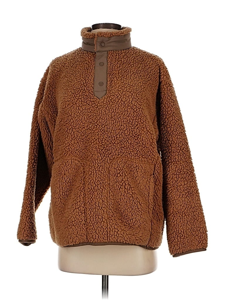 Pre-owned Uniqlo Fleece Jacket In Brown