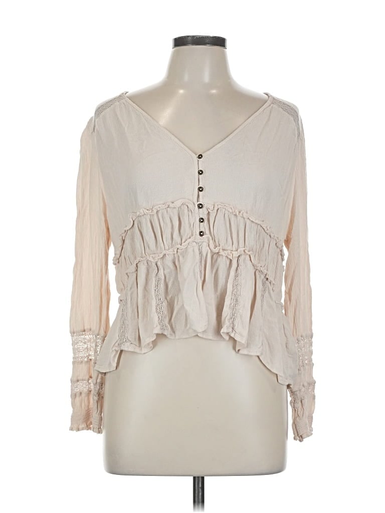 Pre-owned American Eagle Outfitters Long Sleeve Blouse In White