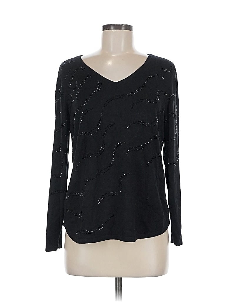 Pre-owned Chico's Pullover Sweater In Black