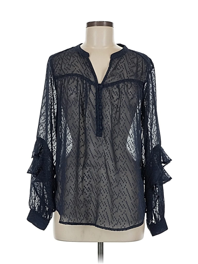 Pre-owned Chico's Long Sleeve Blouse In Black