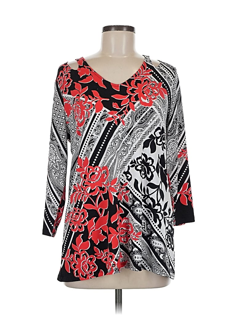 Pre-owned Chico's 3/4 Sleeve Blouse In Red