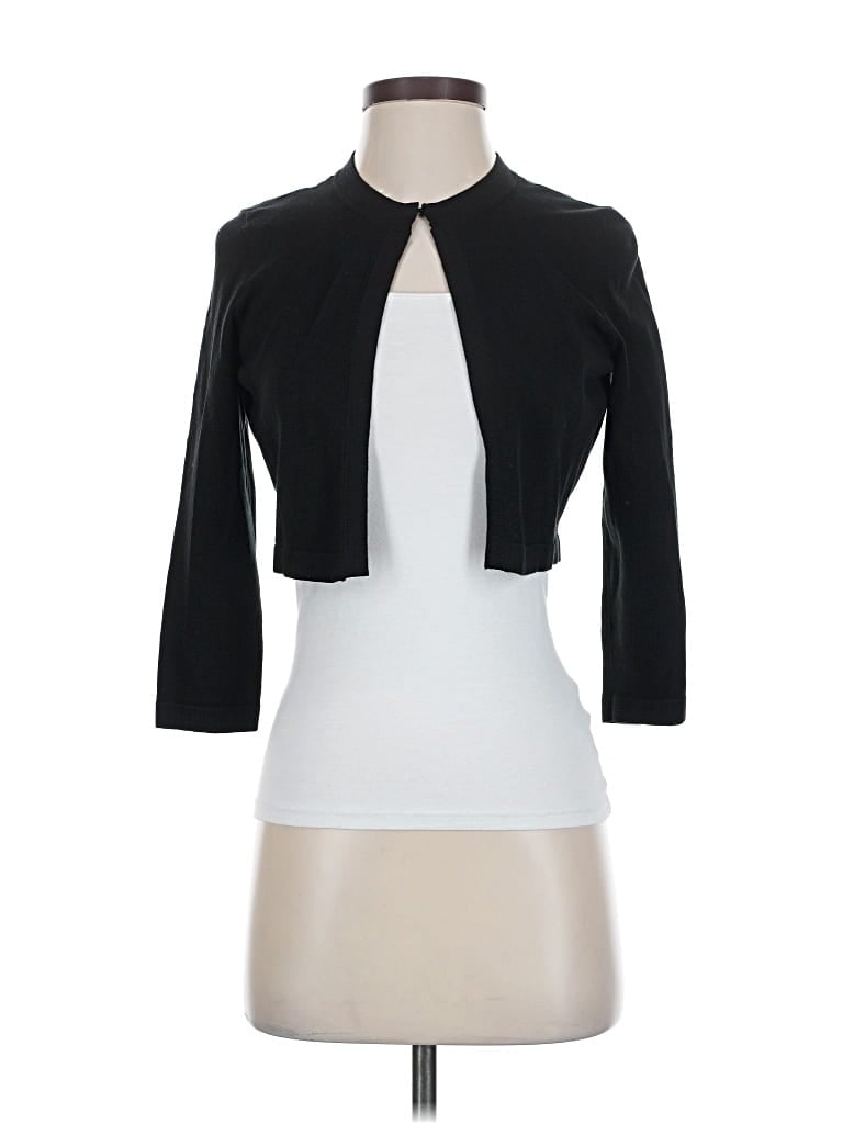 Pre-owned Ann Taylor Silk Cardigan Sweater In Black