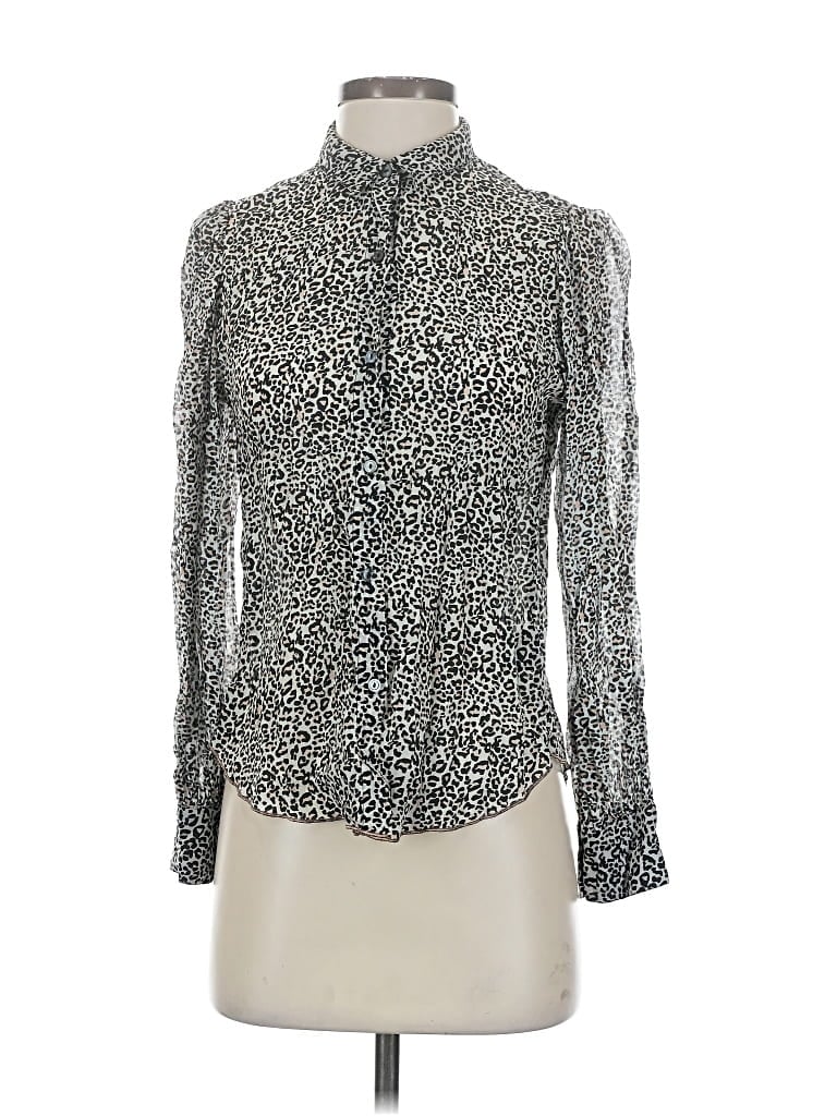 Pre-owned Velvet By Graham & Spencer Long Sleeve Blouse In Silver