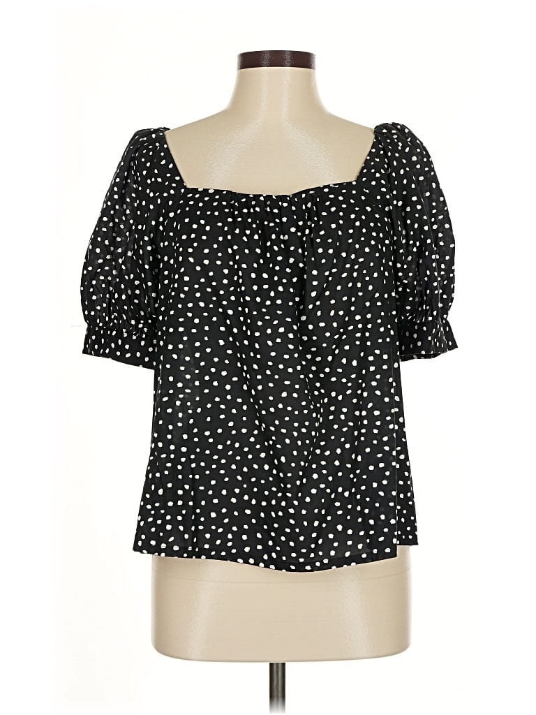 Pre-owned Ann Taylor Short Sleeve Blouse In Black