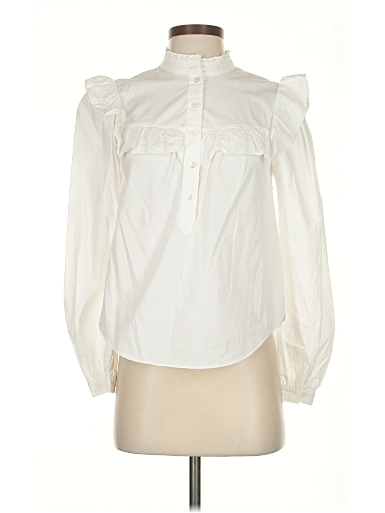 Pre-owned Veronica Beard Jeans Long Sleeve Blouse In White