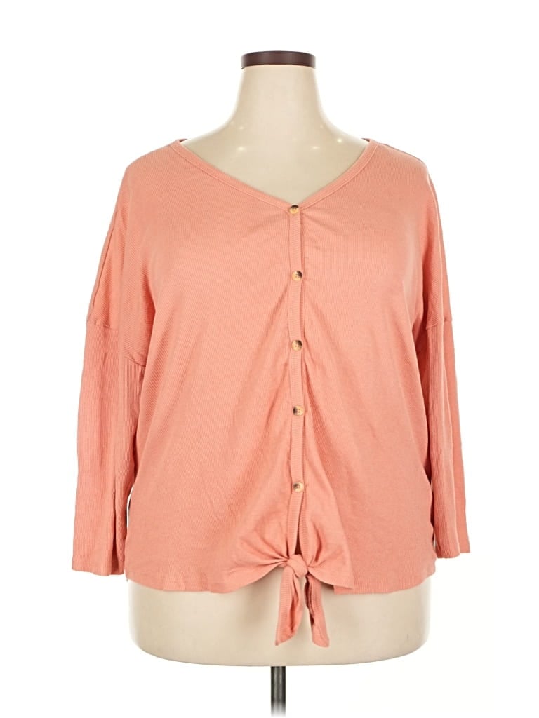 Pre-owned French Laundry 3/4 Sleeve Top Orange Sweetheart Neckline Tops