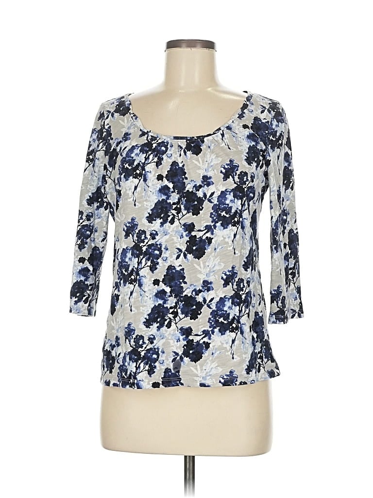 Pre-owned Ann Taylor Loft 3/4 Sleeve T-shirt In Blue