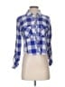 Rails 100% Rayon Checkered-gingham Blue 3/4 Sleeve Button-Down Shirt Size XS - photo 1