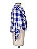 Rails 100% Rayon Checkered-gingham Blue 3/4 Sleeve Button-Down Shirt Size XS - photo 4