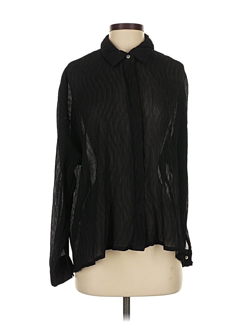 Pre-owned Lulus Long Sleeve Blouse In Black