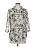 Attention 100% Polyester Floral Silver 3/4 Sleeve Blouse Size M - photo 1