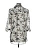 Attention 100% Polyester Floral Silver 3/4 Sleeve Blouse Size M - photo 2