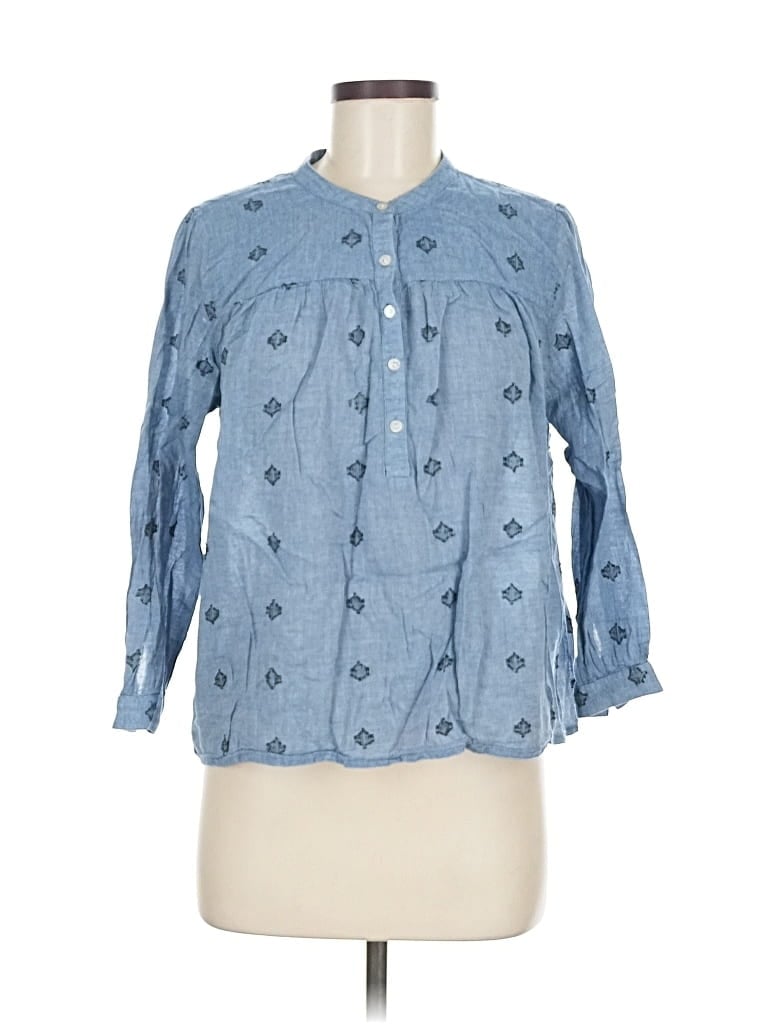 Pre-owned Lucky Brand 3/4 Sleeve Blouse In Blue