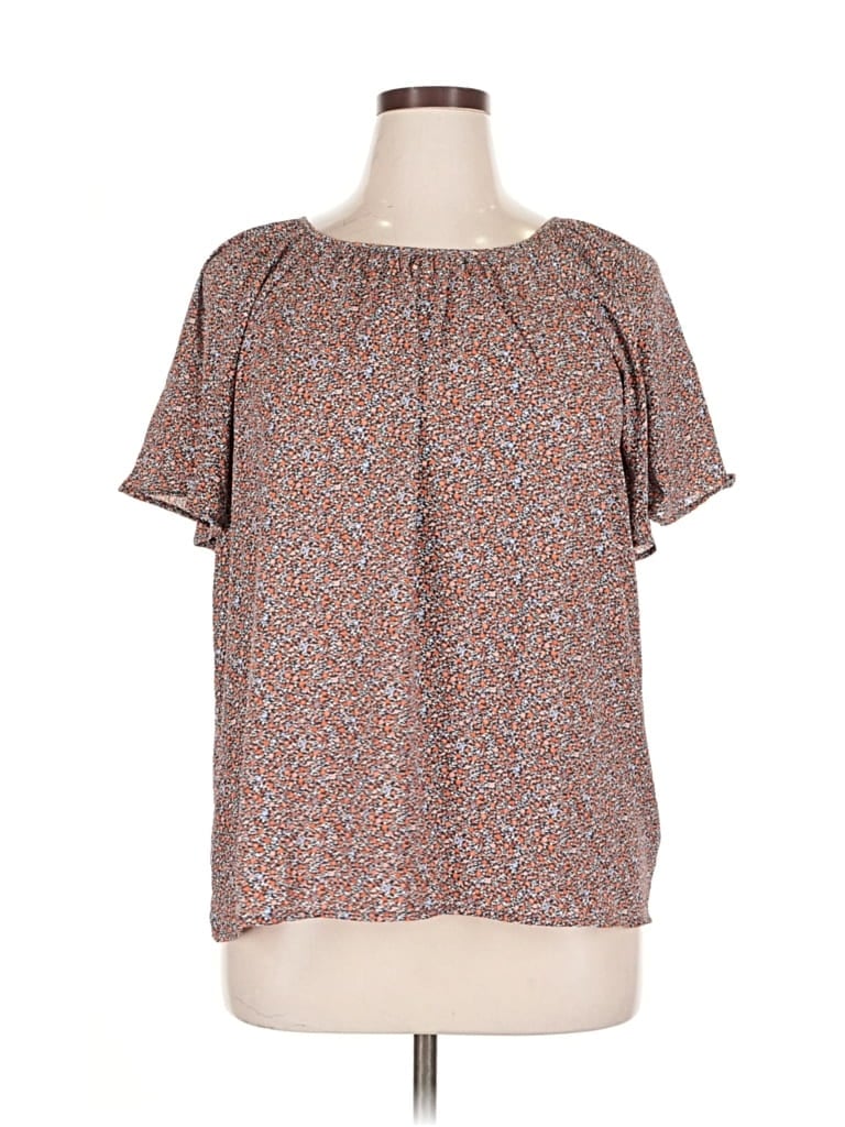 Pre-owned Ann Taylor Loft Outlet Short Sleeve Blouse In Brown
