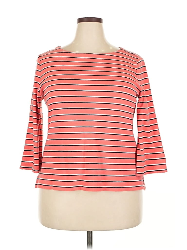 Pre-owned Nautica 3/4 Sleeve Top Orange Boatneck Tops