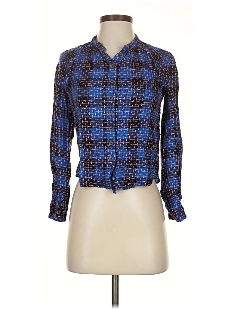 Pre-owned Pilcro Long Sleeve Blouse In Blue