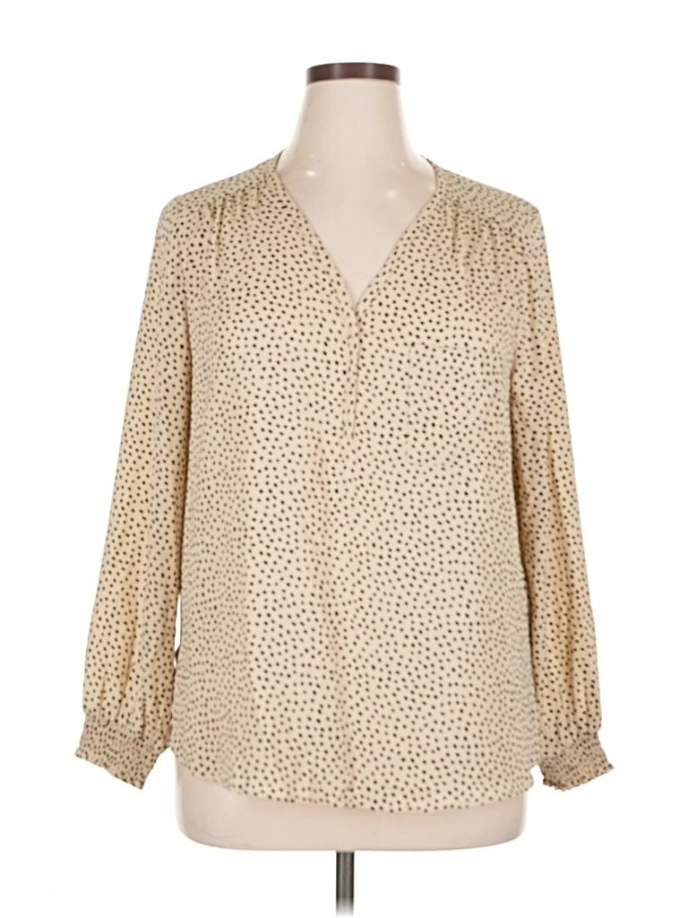 Pre-owned Pleione Long Sleeve Blouse In Brown