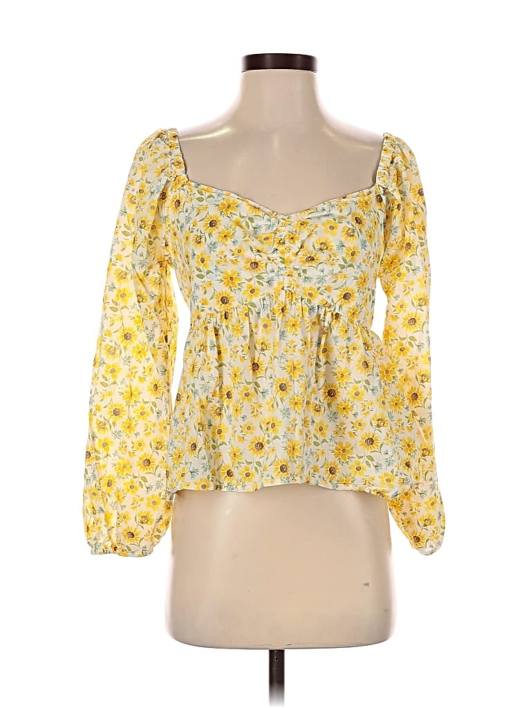 Pre-owned Old Navy 3/4 Sleeve Blouse In Yellow