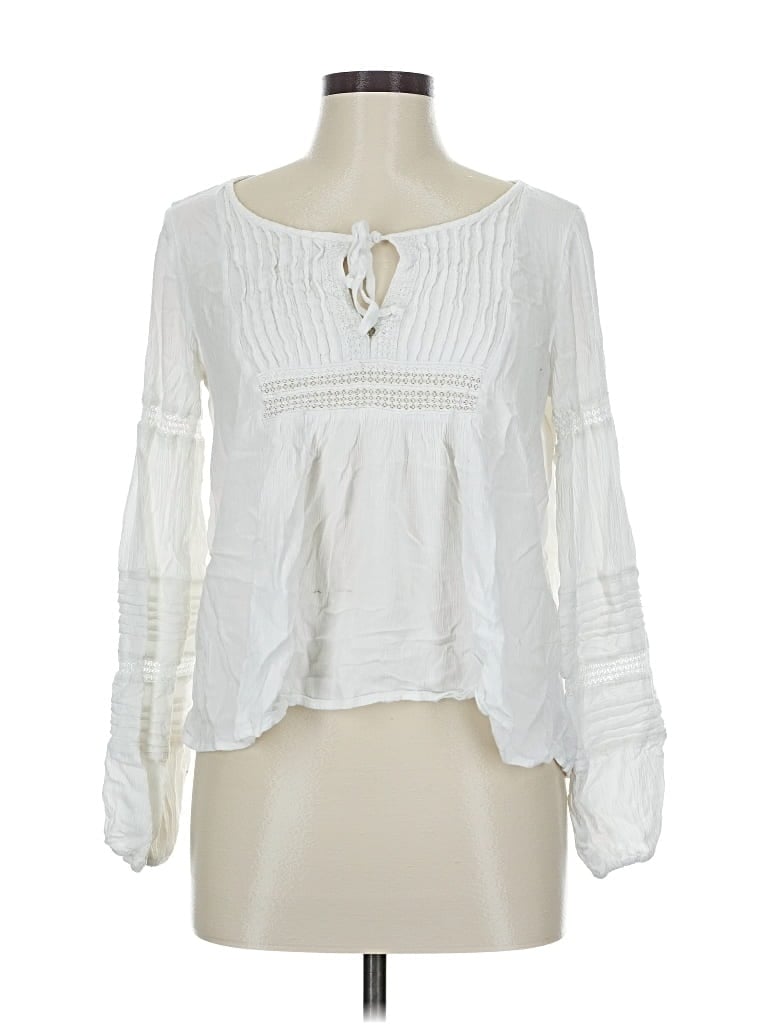 Pre-owned Abercrombie & Fitch Long Sleeve Blouse In White